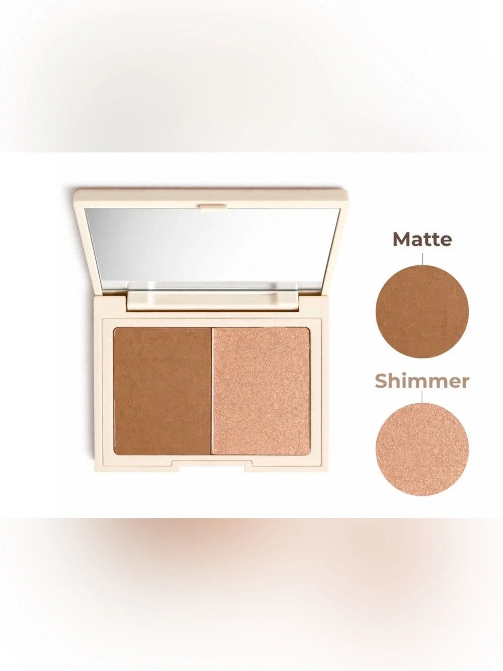 Cream Compact Bronzer & Highlighter Duo — Brown & Champagne Glow